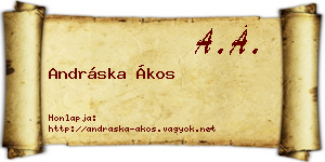 Andráska Ákos névjegykártya